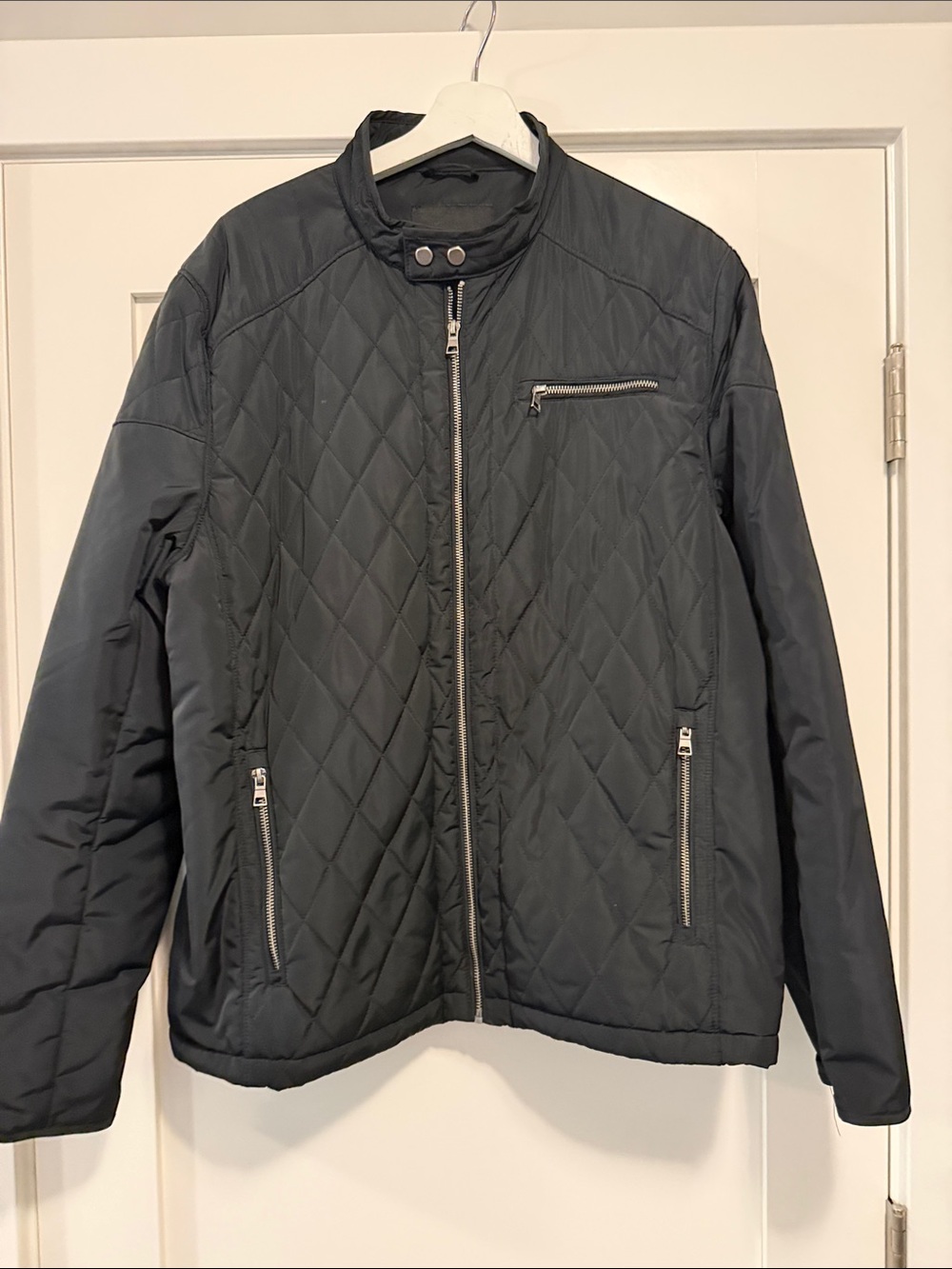 Structure Quilted Black Zip-Up Puffer Jacket